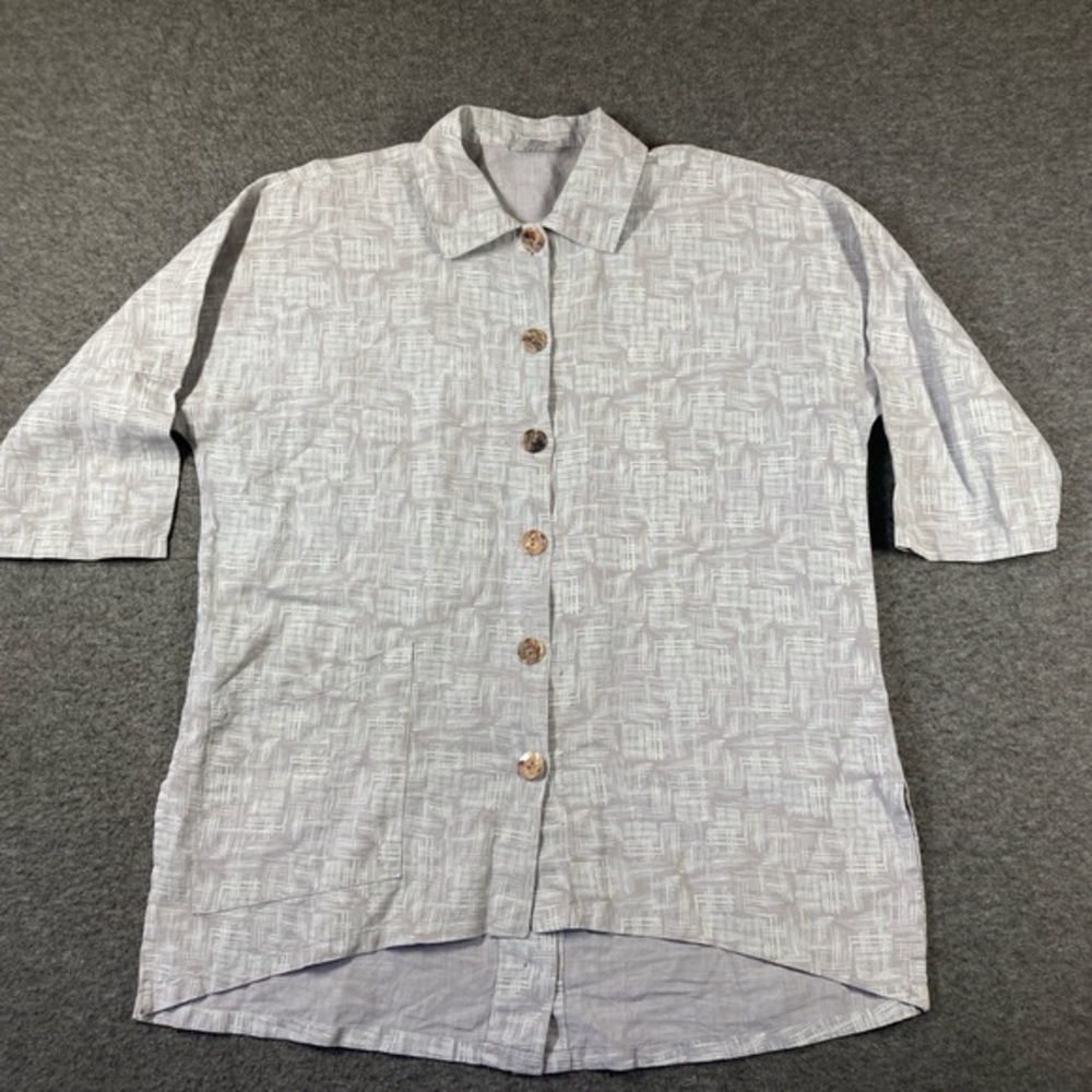 CLICK by Color Me Cotton 100%‎ Linen Tunic Shirt Womens Large L Button Up Artsy
